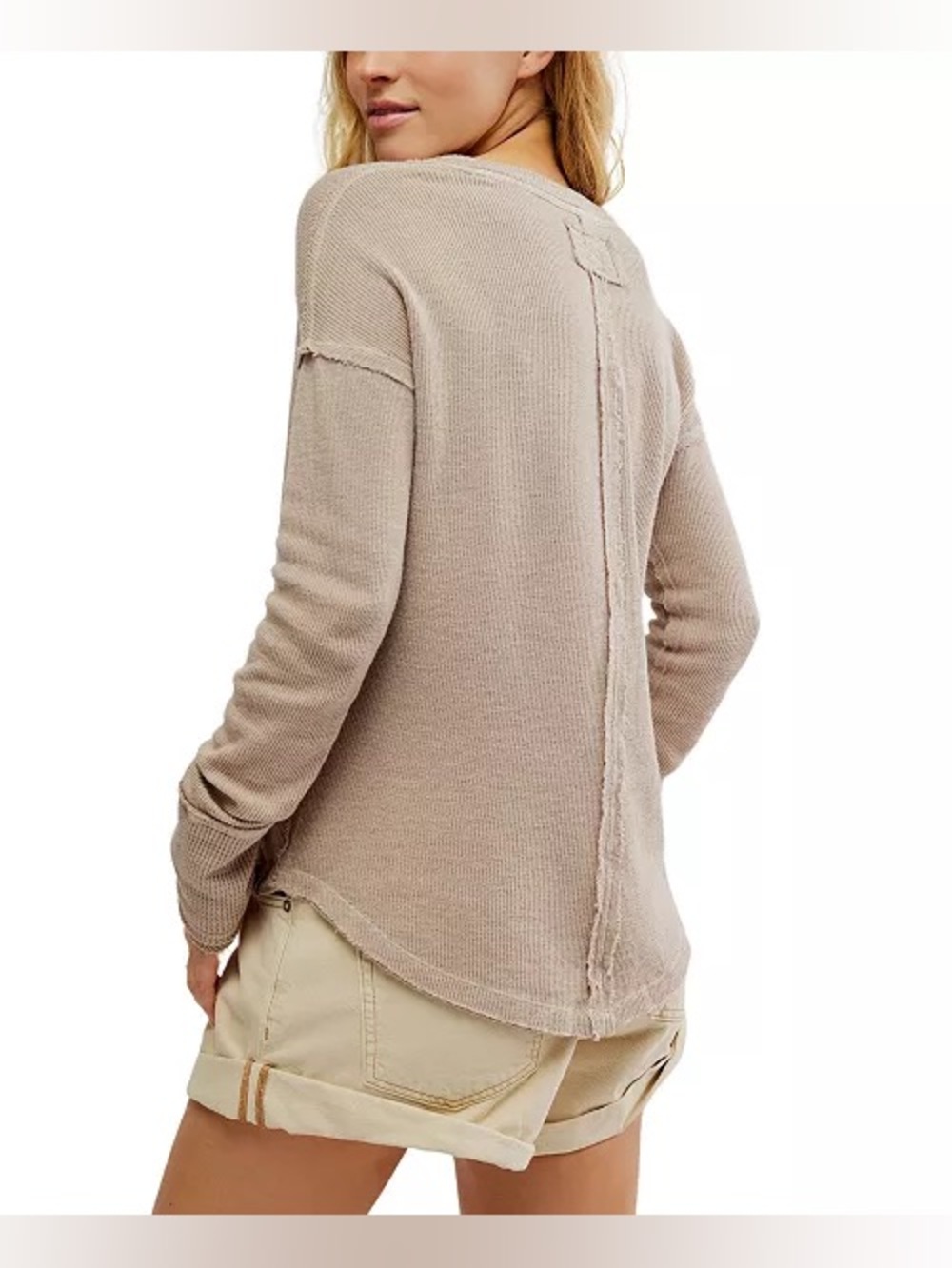 FREE PEOPLE We The Free Sail Away Long-Sleeve Cotton T-Shirt Flannel Small - Picture 3 of 9